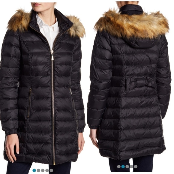 kate spade faux fur trim puffer coat